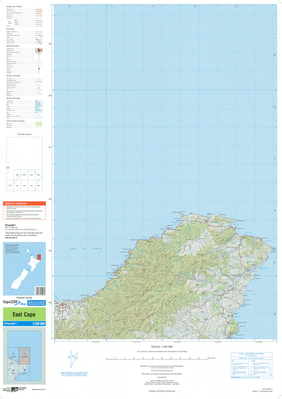 NZ Topo 250 Map 07 - East Cape