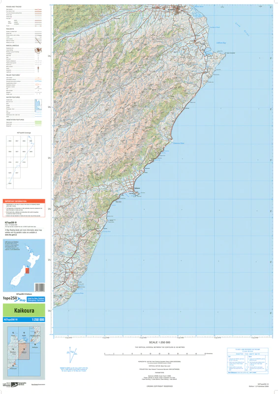 NZ Topo 250 Map 19 - Kaikoura