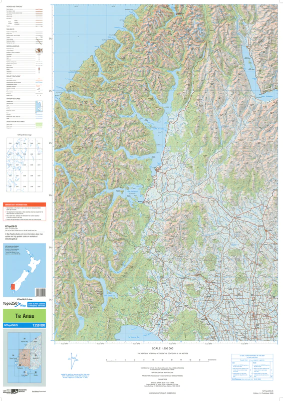 NZ Topo 250 Map 25 - Te Anau