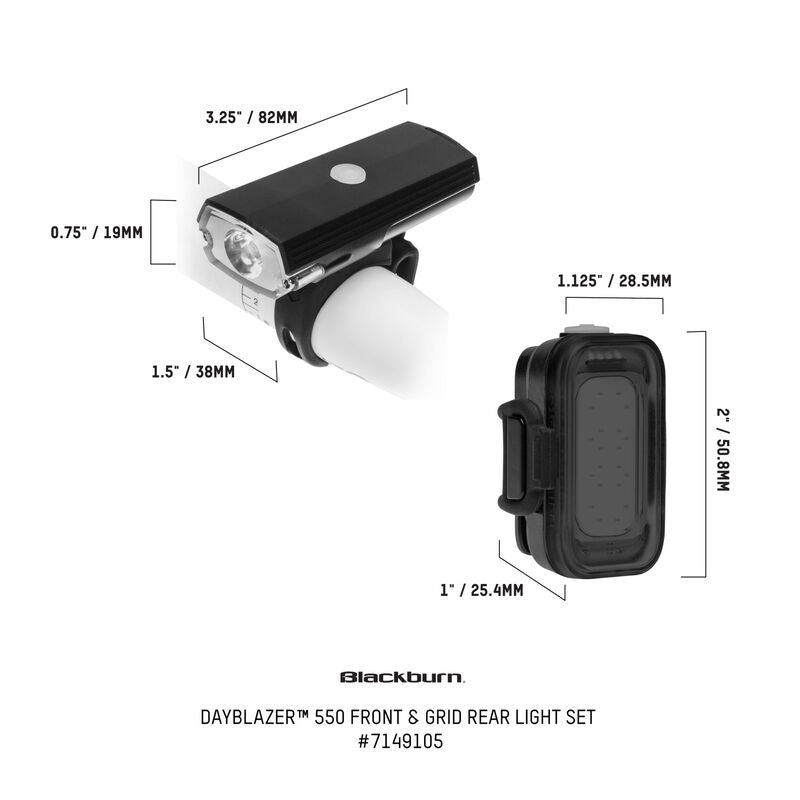 Blackburn DAYBLAZER 550 Front Light / Grid Rear Combo