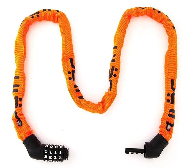 ULAC Street Fighter Hardened Steel Chain Combo Lock 100cm Orange