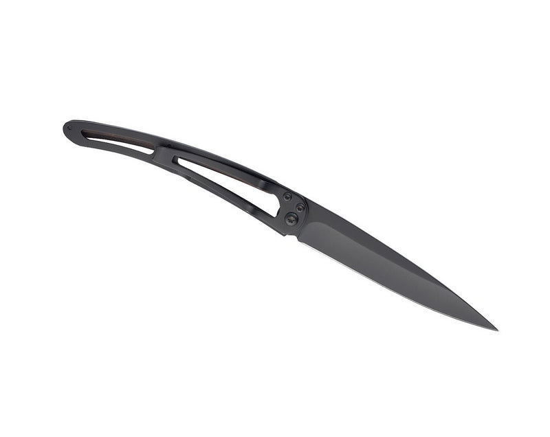 Deejo Black 37g Knife with Ebony Handle, Latino Skull