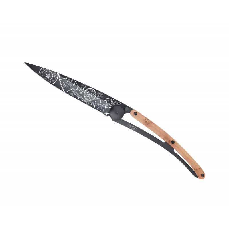 Deejo Black 37g Knife with Juniper Handle, Esoteric