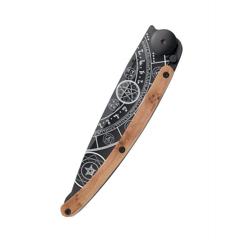 Deejo Black 37g Knife with Juniper Handle, Esoteric