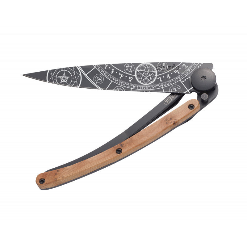 Deejo Black 37g Knife with Juniper Handle, Esoteric